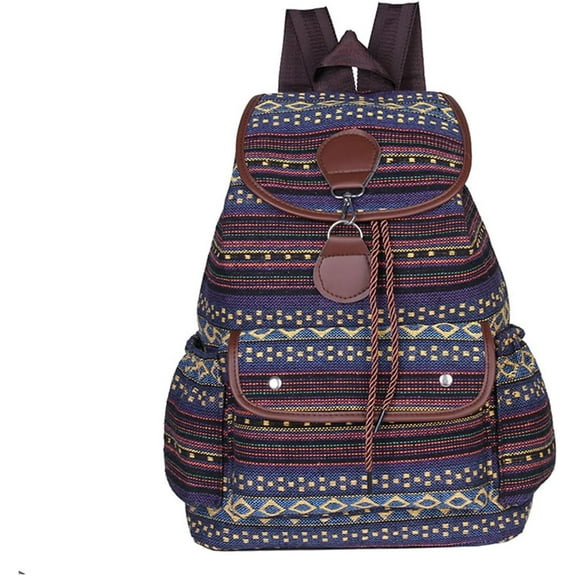 Vintage Backpack for Women,Boho Casual Backpack Purse,Unique Style Fashion Ethnic Handbag Shoulder Bag,Blue