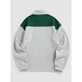 thumbnail image 2 of 1/4 zip women's Letters Embroidered Raglan Sleeve Quarter Zip Fleece Vintage Pullover Sweatshirt baseball uniform, 2 of 6