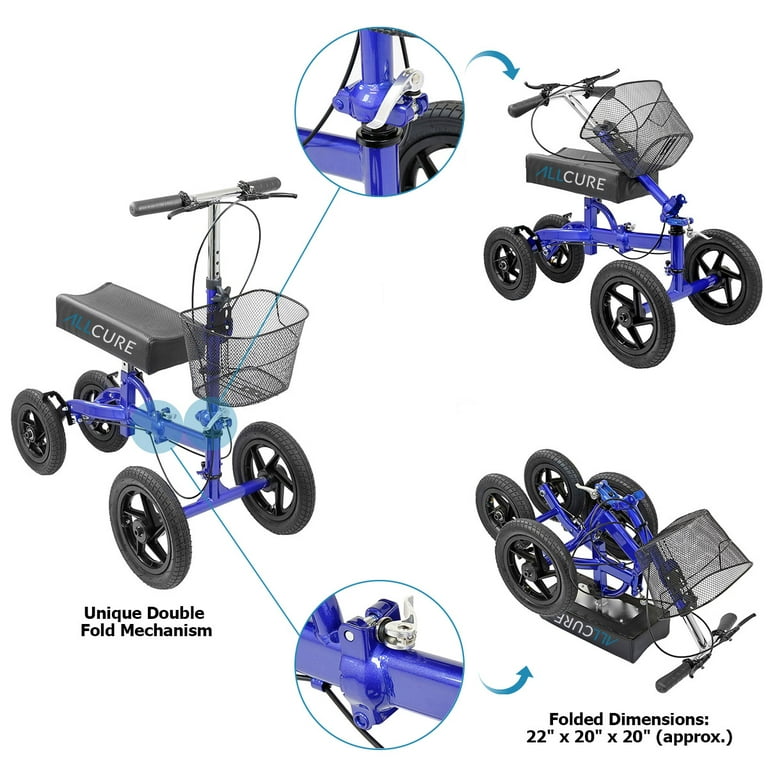 AllCure Lightweight Steerable Knee Walker Scooter, Quad AllCure Lightweight Steerable Knee Walker Scooter, Quad