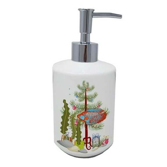 Carolines Treasures CK4524SOAP 7 x 3.5 in. Unisex Dwarf Gourami Merry Christmas Ceramic Soap Dispenser