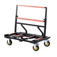 thumbnail image 6 of LuckyNote Folding Drywall Dolly with 4x6" Casters, 2000 lbs Load Capacity, Expandable Deck & Back Frame, Portable Panel Cart with 2 Tie-Down Straps, Black, 6 of 18
