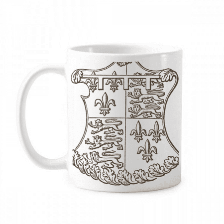

Baroque Art Black White Lion Shield Mug Pottery Cerac Coffee Porcelain Cup Tableware