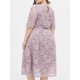 thumbnail image 4 of Vestido de encaje de talla grande para mujer Floral media manga A-Line elegante vestido de noch CACAGOO Vestido, 4 of 7