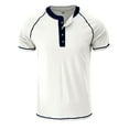 thumbnail image 2 of SWSMCLT Men's Soft T Shirt Lightweight Slim Fit Tee Cotton Short Sleeve Henley Shirt Fashion Stretch Summer White Medium, 2 of 4