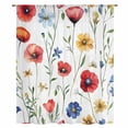 thumbnail image 2 of Pink Colorful Poppy Sheer Curtains 45 Inches Long, Spring Pastoral Flowers Leaves Light Filering Curtains, Breathable Simi Curtain Privacy Drapes for Kitchen Bathroom Small Window Treatment, 2 of 9