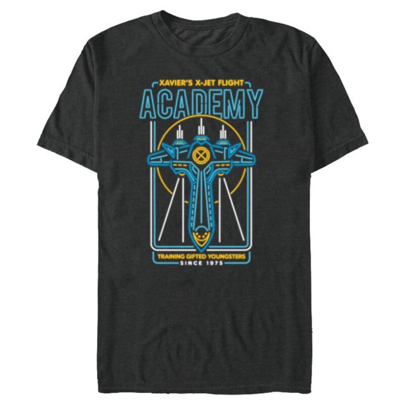 Marvel X-Men Xavier's X-Jet Flight Academy Neon - Short Sleeve Blended T-Shirt for Adults - Customized-Dark Heather