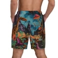 thumbnail image 2 of Lsque Mens Swim Trunks Galactic Jungle Dinosaurs Pattern - Bathing Suit Compression Liner - Beach Swim Shorts Swimwear - (S-3XL) - Stretch Quick Dry -3X-Large, 2 of 9