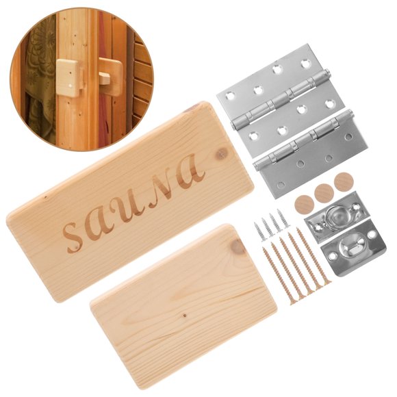 OULII 1Set Wooden Sauna Room Door Handle Replacement Ergonomic Yellow Wood Handle for Steam Rooms