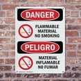 thumbnail image 4 of (2 Pack) Flammable Material No Smoking Bilingual OSHA Danger Sign 7 Inch X 10 Inch Plastic Sign, Weather Resistant, UV Protected for Workplace, Business, and Construction Site, Made in, 4 of 8