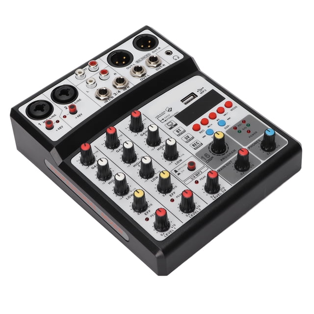 Mezclador De Sonido De 4 Canales, 48V Phantom Power 100-240V Grabación Estéreo Tablero Mezclador De Sonido De 4 Canales Para Micrófono De Condensador Para Gutiar