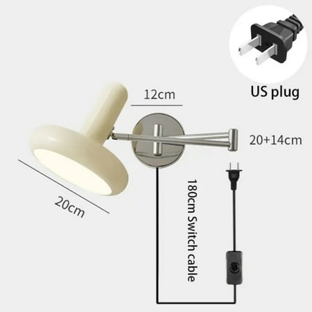 

Elegant Modern Adjustable Stylish Nordic Cream LED E27 Bulbs Wall Lamp with Study and Reading Function - Chic Retractable Bedside Lamp for Bedroom Living Room and Office