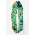 thumbnail image 2 of Bimba Green Leaves & Chrysanthemum Floral Pure Silk Printed Head Bandanas Summer Neck Wrap Scarf 40 x 80 Inches, 2 of 6