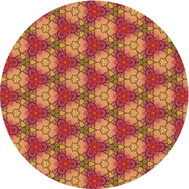 Ahgly Company Tapis d'Intérieur Ronds Transitionnels Orange Lavables à la Machine, 6 Pieds Rond