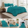 thumbnail image 6 of Queen Quilt Set 90''x96'', Teal Boho Lightweight Bedspread Coverlet Set with 2 Pillow Shams, Farmhouse Abstract Geometric Aesthetic Art Breathable All Season Quilt Bedding for Bedroom/Guest Room, 6 of 9
