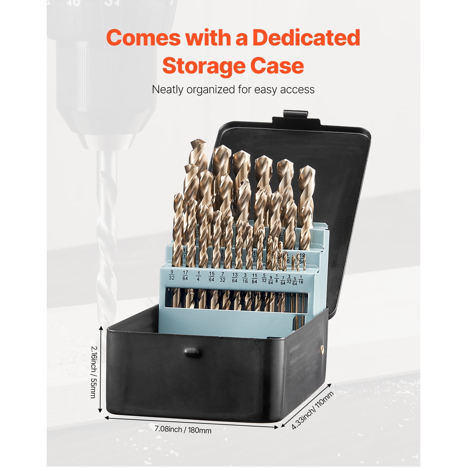 KFFKFF 29-Piece Cobalt Drill Bit Set, M35 High-Speed Steel with Storage Case, Suitable for Metal, Stainless Steel, Aluminum Alloy, Wood, and Plastic, Ideal for Professional Tasks and DIY Projects