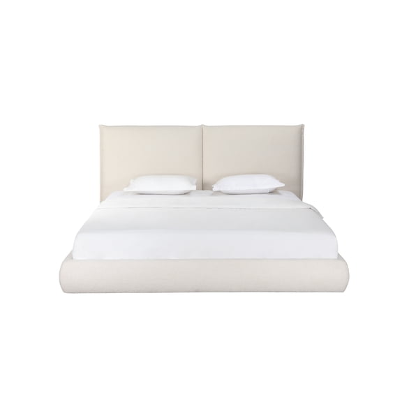 Whiteline BK2011F-BEI Eric Bed - Fully Upholstered Fabric CIR-FD203 - Split Headboard Design, Beige - King Size