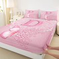 thumbnail image 5 of meiyoeat Pink Glitter Butterfly Monogrammed D Full Size Sheets for Girls, Sparkle Floral Initial Letter Bed Sheets, 4 Pieces, 1 Flat Sheet, 1 Fitted Sheet and 2 Pillowcases, 5 of 6