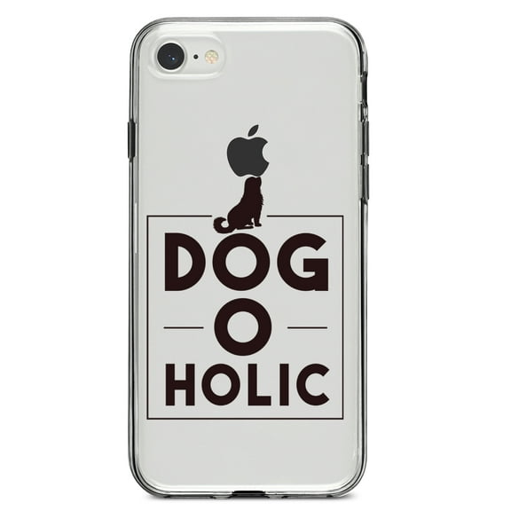 DistinctInk Clear Shockproof Hybrid Case for iPhone 7 8 SE (2020 Model) 4.7" Screen TPU Bumper Acrylic Back Tempered Glass Screen Protector - Dog O Holic - Dogoholic
