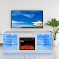 thumbnail image 2 of Electric Fireplace Heater TV Stand for TVs Up to 65", 58 Inch TV Cabinet, Rustic Wood Fake Fireplace Entertainment Center for Living Room Bedroom, Wood Color, TE2203, 2 of 10
