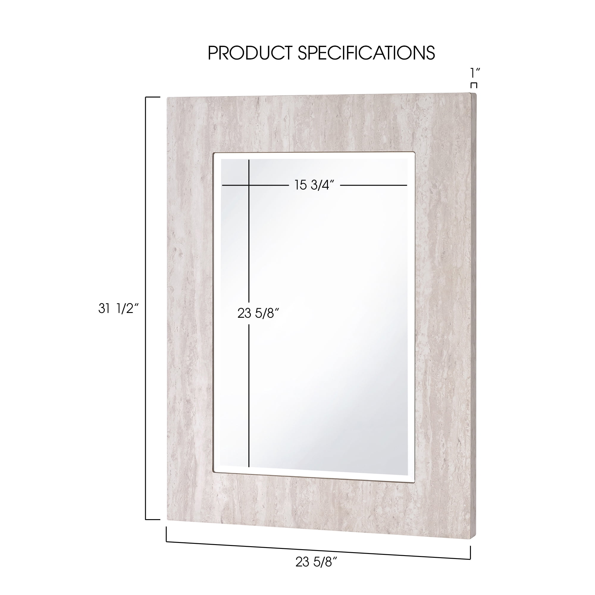 Furniture of America Thayer White 5mm Rectangular Beveled Wall Mirror