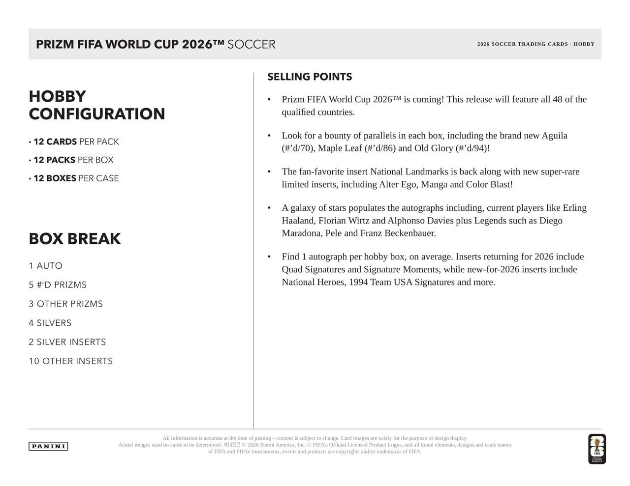 2026 Panini Prizm World Cup Soccer Hobby Box