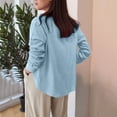 thumbnail image 3 of YODETEY Women Button-Up Dress Shirts, No Boundaries Wrinkle Free Long Sleeve Collared Shirts, Linen Shirts Button Down Dress for Women,Sky Blue,XXL, 3 of 6