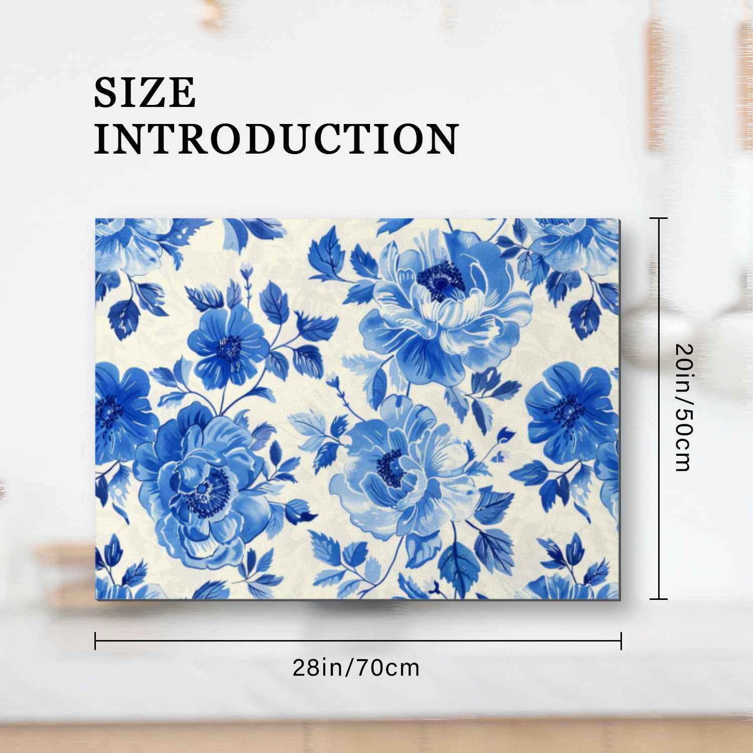 Glass Stove Top Covers For Electric Stove, Blue and White Flowers and Leaves Square Glass Stovetop Cover, Dustproof Mat for Kitchen RV (28×20 Inch)