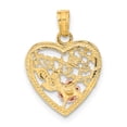 thumbnail image 4 of 14k Yellow, Rose, Gold White Rhodium #1 SISTER In Heart with Flower Design Charm Pendant, 4 of 5