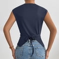 thumbnail image 6 of VBVC Women's Twist Back Cap Sleeve Top , Ladies' Crew Neck Fitted Wrap Blouse , Casual Summer Dressy Tank Top For Women,Navy,XS-XL, 6 of 10