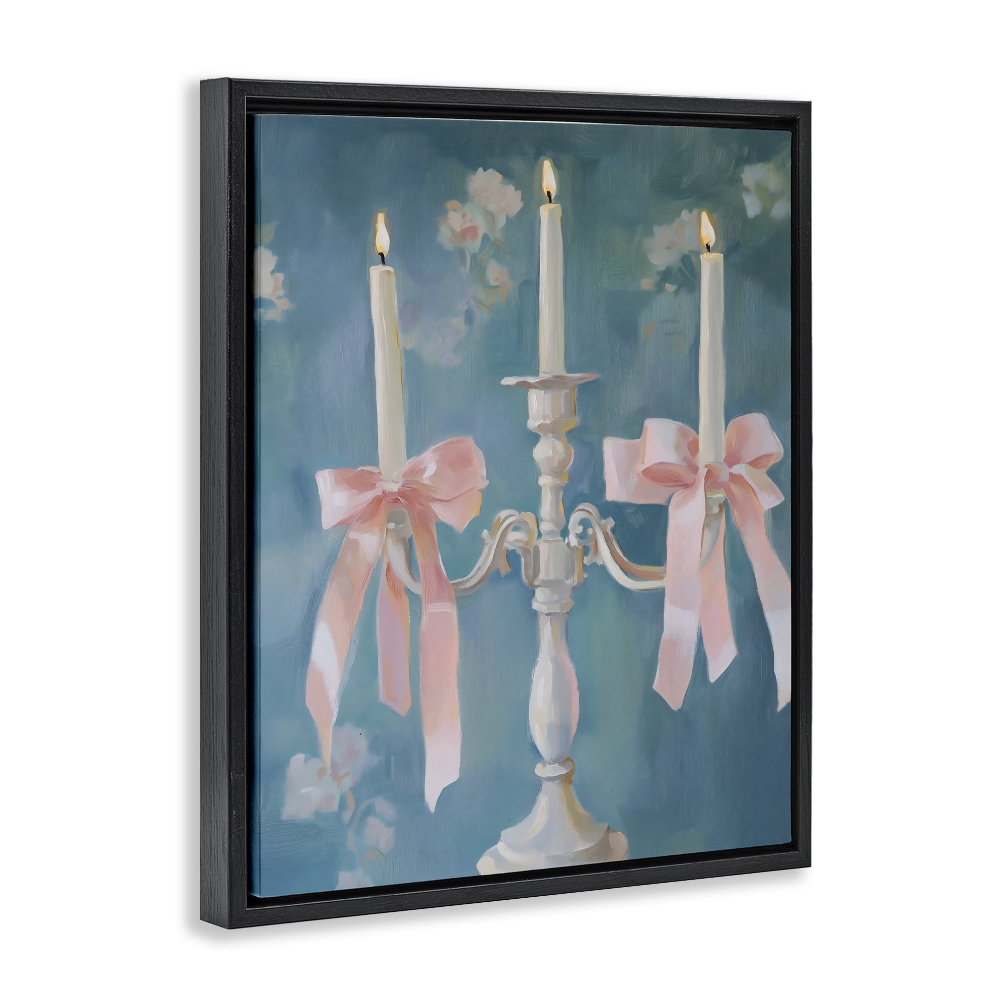 Stupell Industries Elegant Coquette Candelabra Black Framed Floater Canvas Wall Art, design by The Prints Vibe