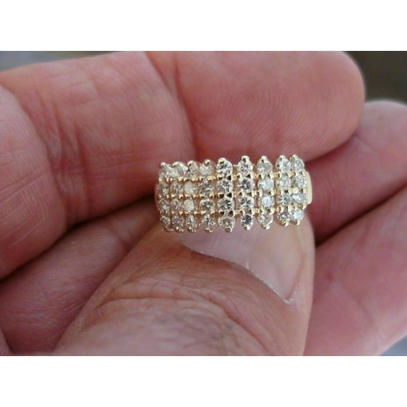 1Ct Round Cut Lab Created Diamond Engagement Cluster Ring 14k Yellow Gold Plated