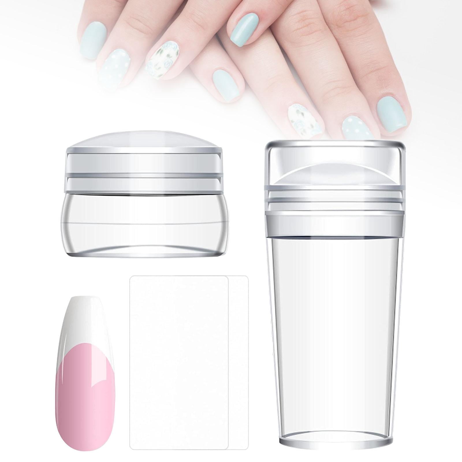 FITYLE 2x4 Pieces Nails Template Silicone Nail Stamper Soft Nail Stamp , Clear, 4 Pcs