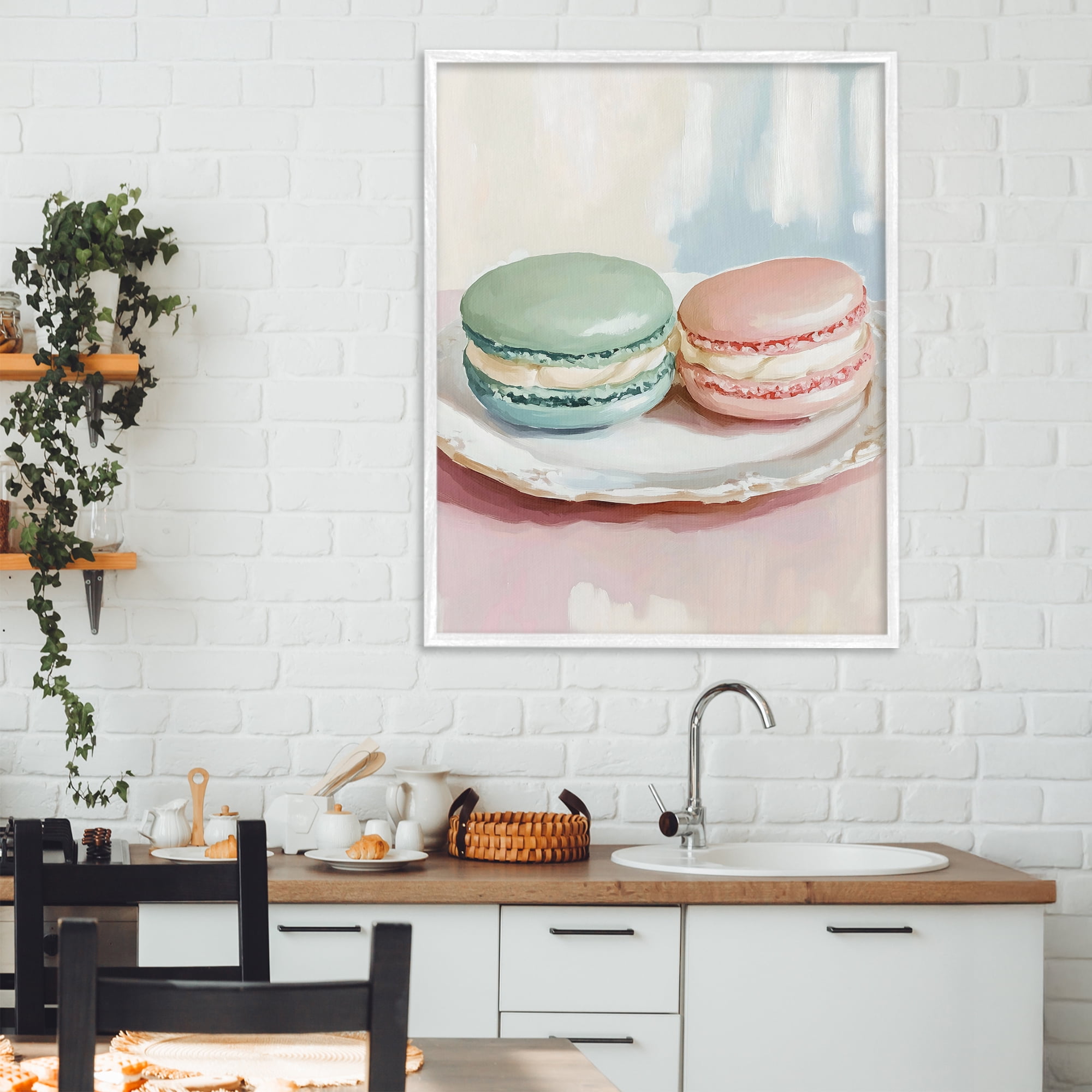 Stupell Industries Pastel Macarons on Plate White Framed Giclee Art, design by The Prints Vibe