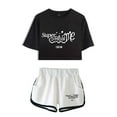 thumbnail image 5 of ILLIT merch  Super Real Me  tshirt sets for women midriff-baring fitted crop sets gym sets streetwear short pants, 5 of 9
