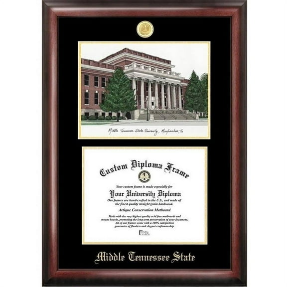 Middle Tennessee State 8.5" x 11" Gold Embossed Diploma Frame with Campus Images Lithograph