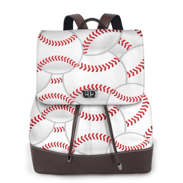 Easygdp Baseballs Mochila de Cuero para Mujeres, Bolso de Hombro, Bolsos de Mano de Moda para Trabajo y Viajes