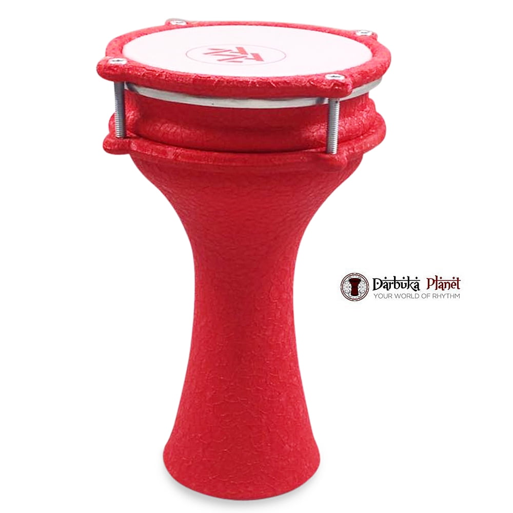 Zaza Percussion 10'' Turkish Red Leather Darbuka Aluminum Darbuka