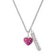 thumbnail image 1 of Delight Jewelry Silvertone Hot Pink Resin Heart in Frame Silvertone Fearless Bar Charm Necklace, 23", 1 of 4