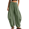 thumbnail image 2 of Women's High Waist Casual Loose Pants Drawstring Solid Side Pocket Trousers, 2 of 9