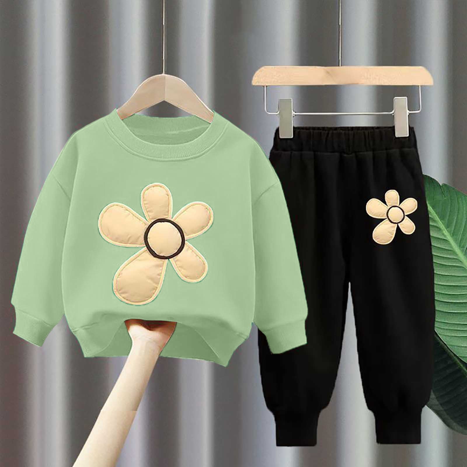 NIEWTR Toddler Baby Girl Winter Clothes Long Sleeve T-Shirt with Elastic Waist Set Fall Winter Outfit for 0 6 12 18 24 M 1t 2t 3t 4t 5t 6t Dailywear Set,5-6 Years