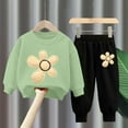 thumbnail image 2 of QBABYOO Toddler Girl Fall Winter 2-Piece Set - Comfortable Warm Floral Print Long Sleeve Top & Trousers, Dark Green 7-8 Years, 2 of 4