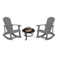 thumbnail image 2 of Emma + Oliver Marcy Set of 2 Classic All-Weather Poly Resin Rocking Adirondack Chairs in Gray with Wood Burning Firepit for Year Round Use, 2 of 11