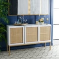 thumbnail image 3 of SAFAVIEH Zadie 2 Shelf Rattan Sideboard, White With Natural Rattan/Gold Legs (54 in. W x 15 in. D x 33 in. H), 3 of 7