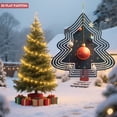 thumbnail image 2 of Stylish Metal Hanging Tree-Shaped Wind Decorations - Festive Garden Spinners with Concentric Lines & Snowflake Baubles for Yard Decor, 2 of 3