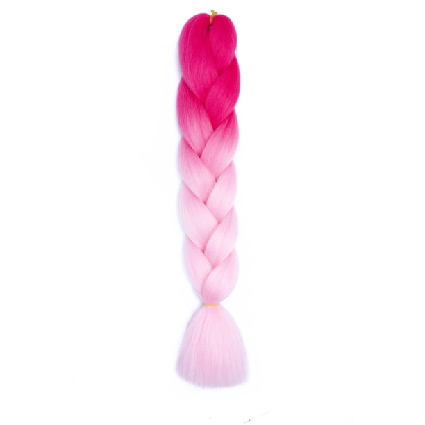 Zhuge Extensiones de cabello trenzado para mujeres, 6 paquetes, 100 g/paquete, 24 pulgadas, de rosa a rosa