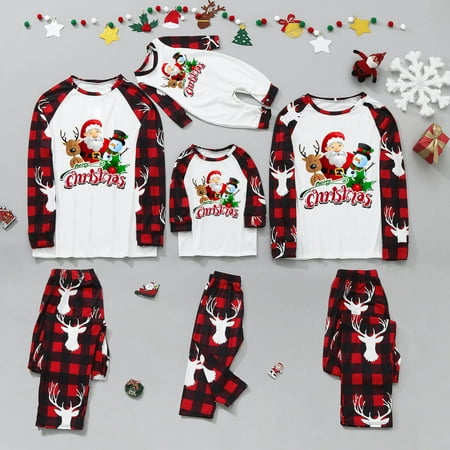 

Herrnalise Christmas Pajamas For Family Christmas Men Printed Blouse Tops+Pants Family Matching Pajamas Set Matching Christmas Pjs For Family Red-Dad