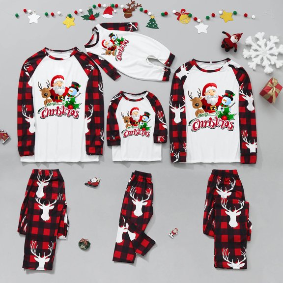 Penkiiy Family Christmas Pjs Matching Sets Christmas Baby Kids Child Printed Top Pants Family Matching Pajamas Set Red Christmas Pajamas 4-6 Years