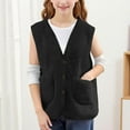 thumbnail image 6 of Nwiuh Girls' Boys Sherpa Fleece Vest Sleeveless Jacket Outwear Lightweight Solid Color Cute Jacket with Pockets (Black, 11-12 Years), 6 of 7