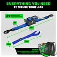thumbnail image 6 of Rhino USA Heavy Duty 2" x 10' Retractable Ratchet Straps 3,033lb Break Strength (Blue 2-Pack), 6 of 8
