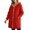 Red, variant on Fleece Lined Hooded Long Coat, Button Front Loose Casual Trench Outerwear, Warm Winter Layering Jacket, 1 Piece Garment, S-XXL Plus Size Friendly